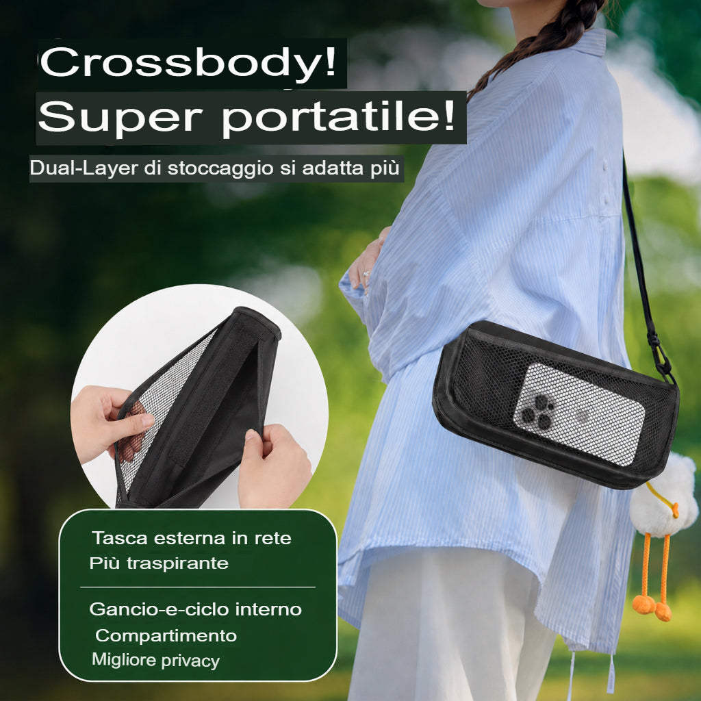 Borsa a tracolla 2 in 1 con sgabello pieghevole