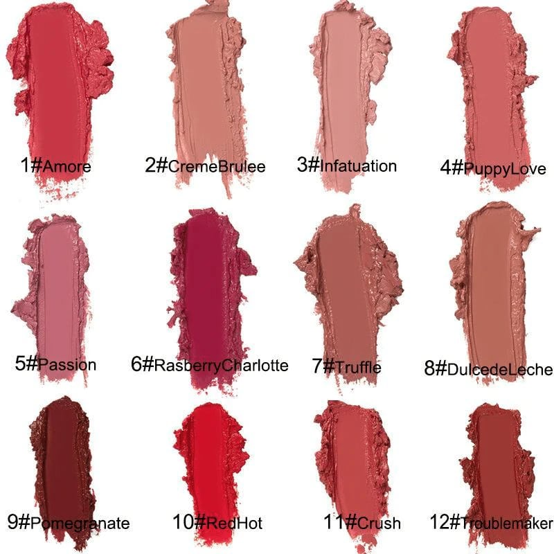 LISSODA™️ 12 Colori di rossetto in crema Waterproof