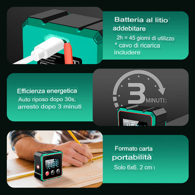 LOMONI™ Misuratore angolare digitale magnetico con laser elettronico