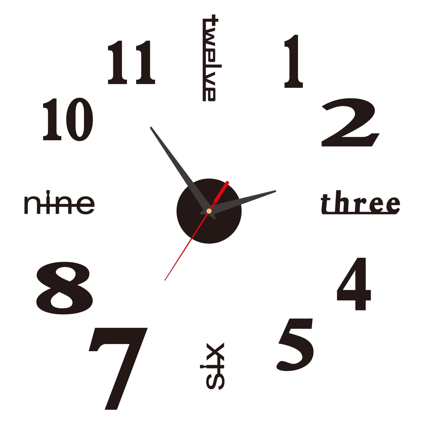 Orologio decorativo con decalcomania da parete 3D