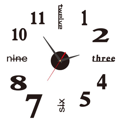 Orologio decorativo con decalcomania da parete 3D