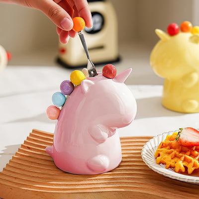 Set di forchette da frutta in ceramica a forma di unicorno