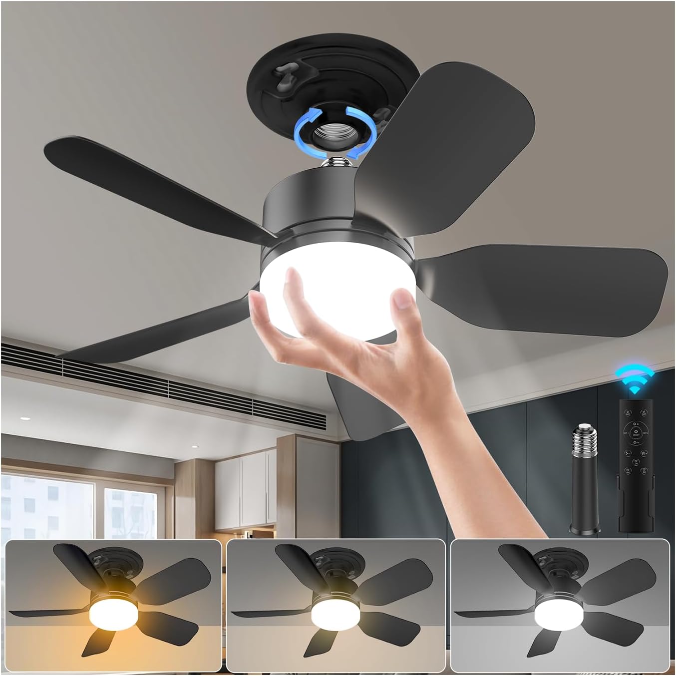 Ventilatore luminoso con telecomando