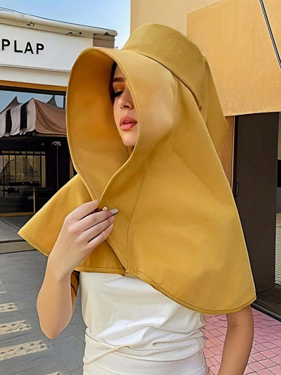 Protezione solare integrale per il viso, scialle con tesa larga e cappello da sole
