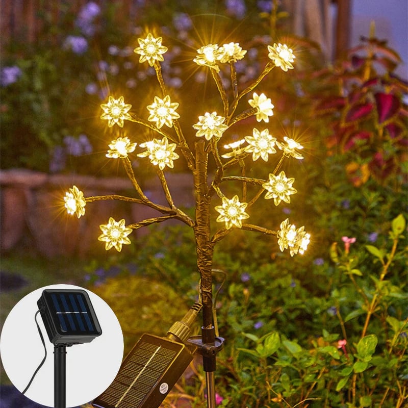 LOMONI™ Luci solari da giardino impermeabili all'aperto con fiori di ciliegio multicolori