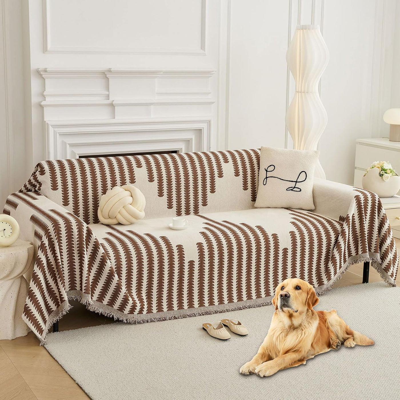 LOMONI™ Copridivano completo in ciniglia Boho Style Elegance