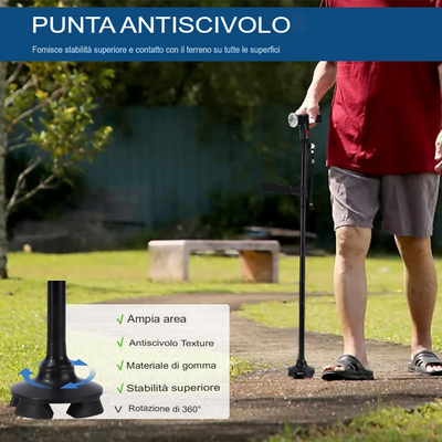 Bastone multifunzionale pieghevole per anziani