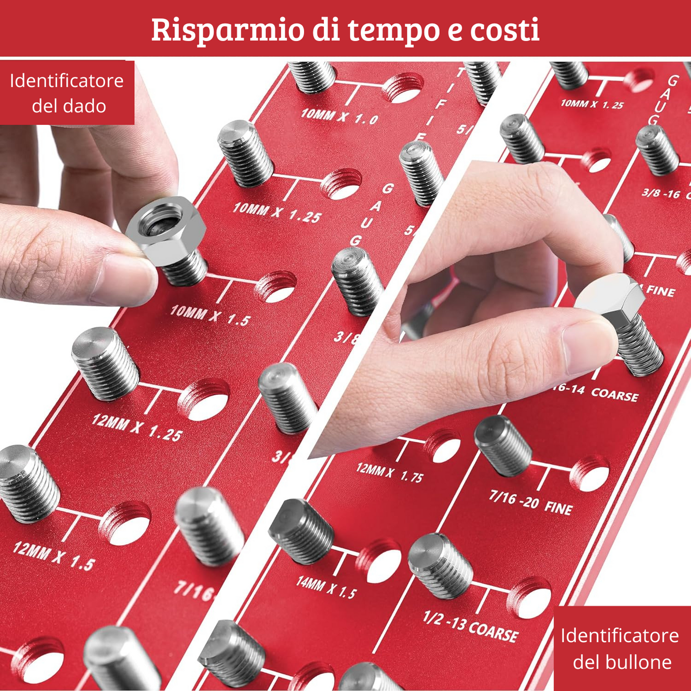 Controllo della filettatura di dadi e bulloni