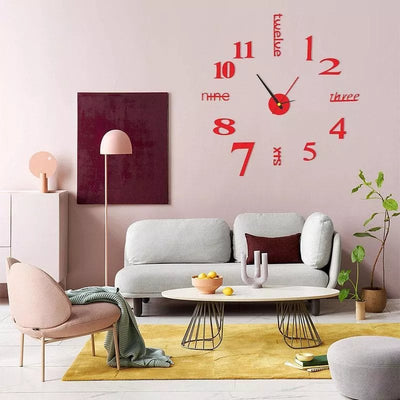 Orologio decorativo con decalcomania da parete 3D