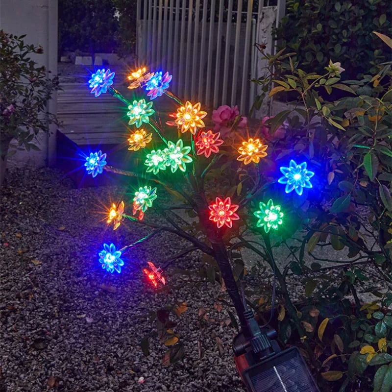 LOMONI™ Luci solari da giardino impermeabili all'aperto con fiori di ciliegio multicolori
