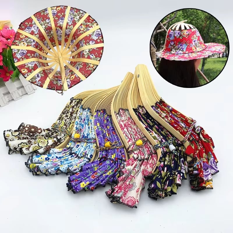 Cappello da sole portatile 2 in 1 in bambù per donna