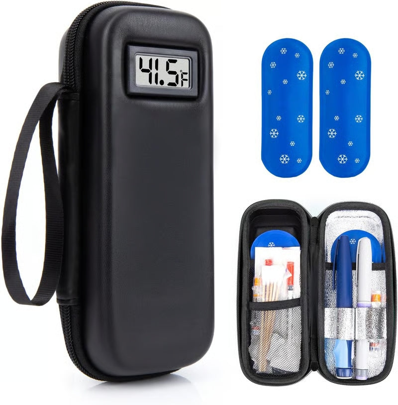 Custodia da viaggio per refrigeratore di insulina con display della temperatura
