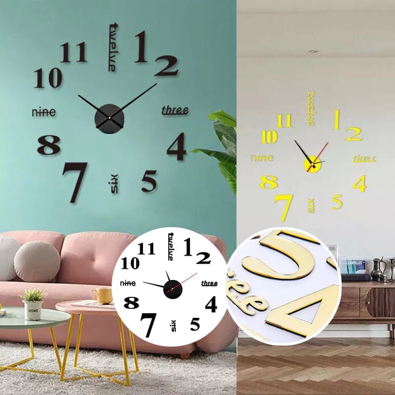 Orologio decorativo con decalcomania da parete 3D