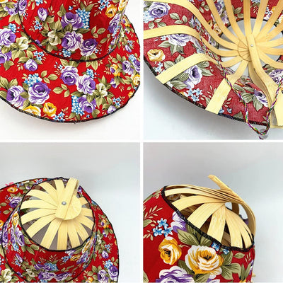 Cappello da sole portatile 2 in 1 in bambù per donna