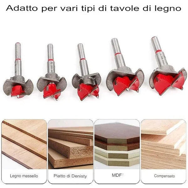 LISSODA™ Set di punte da trapano per la lavorazione del legno (Confezione da 5)