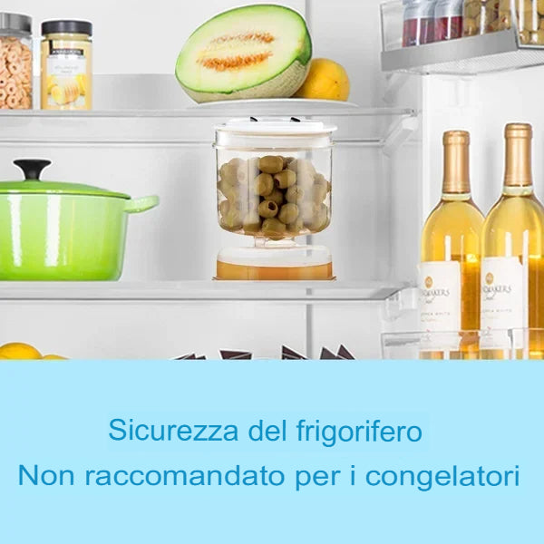 Contenitore per cetrioli e olive con setaccio