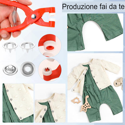 NOUIL™ 200 Set di bottoni a pressione in metallo con kit di strumenti a pinza