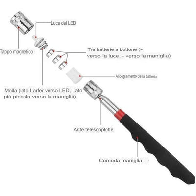 Pickup magnetico retrattile a LED