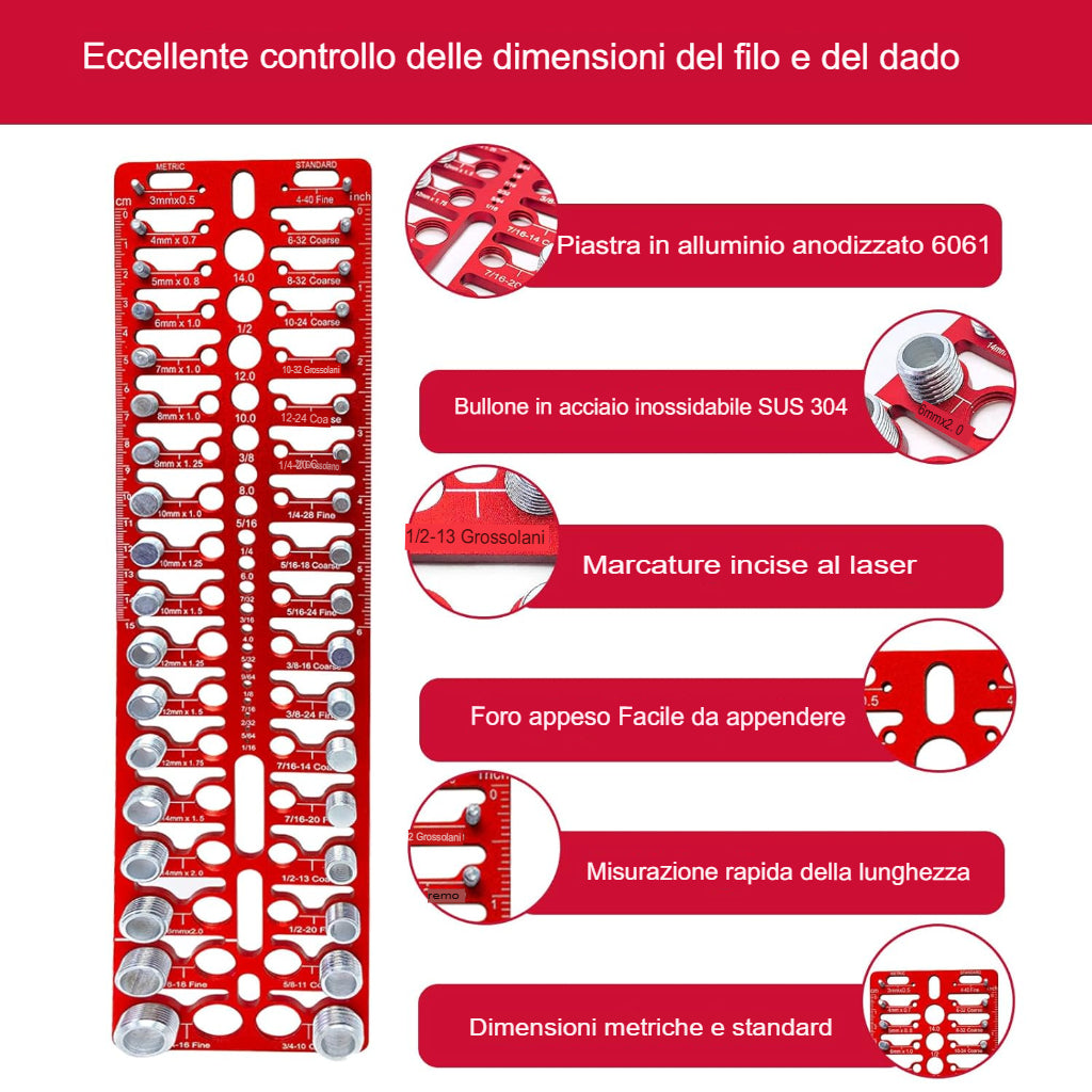 Controllo della filettatura di dadi e bulloni