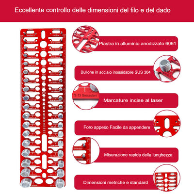 Controllo della filettatura di dadi e bulloni