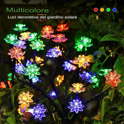 LOMONI™ Luci solari da giardino impermeabili all'aperto con fiori di ciliegio multicolori