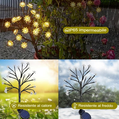 LOMONI™ Luci solari da giardino impermeabili all'aperto con fiori di ciliegio multicolori