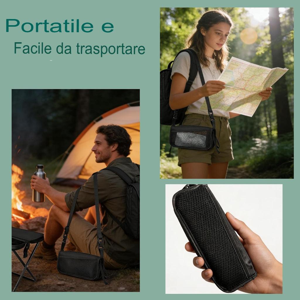 Borsa a tracolla 2 in 1 con sgabello pieghevole