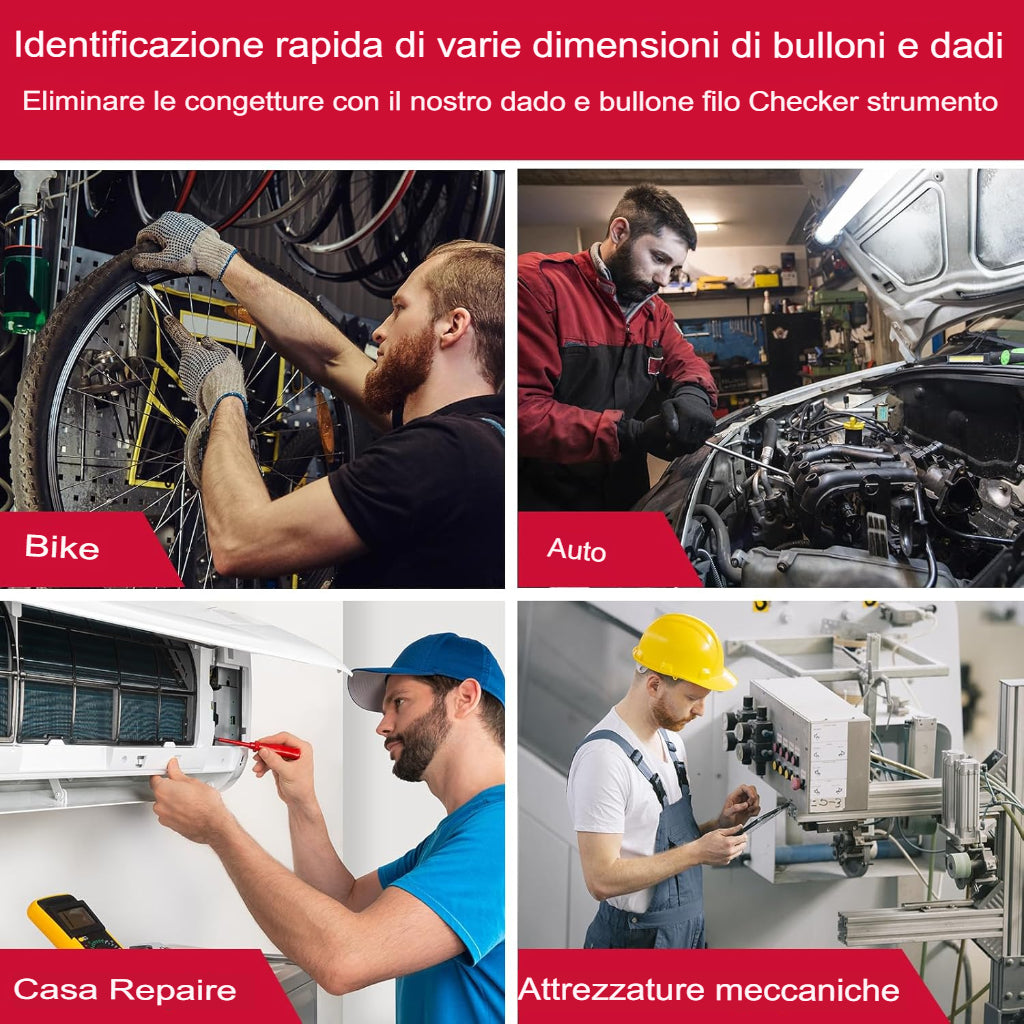 Controllo della filettatura di dadi e bulloni