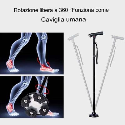 Bastone multifunzionale pieghevole per anziani
