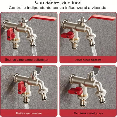 Rubinetto da esterno a doppia uscita