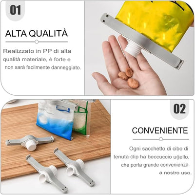 Pinza sigillante per alimenti con beccuccio