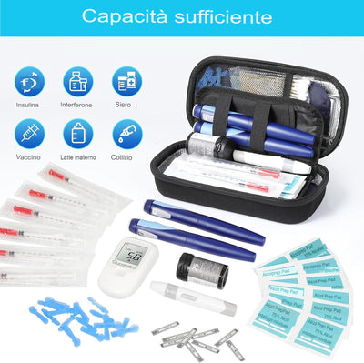Custodia da viaggio per refrigeratore di insulina con display della temperatura