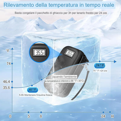 Custodia da viaggio per refrigeratore di insulina con display della temperatura