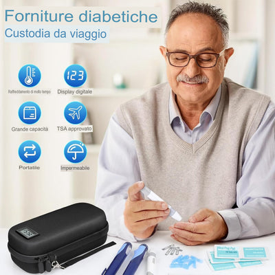 Custodia da viaggio per refrigeratore di insulina con display della temperatura