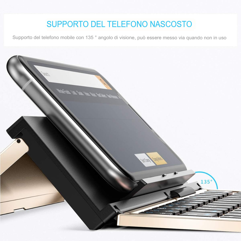 Tastiera Bluetooth pieghevole con supporto magnetico